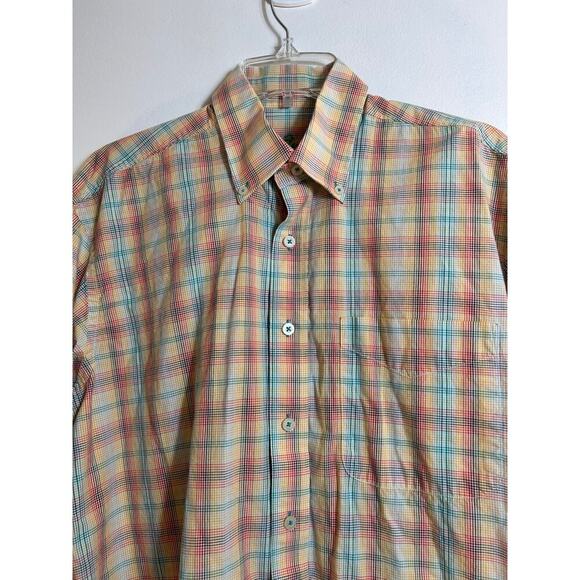 ALAN FLUSSER Men’s Rainbow Plaid Casual Button Down Shirt / Size: M - Picture 6 of 6